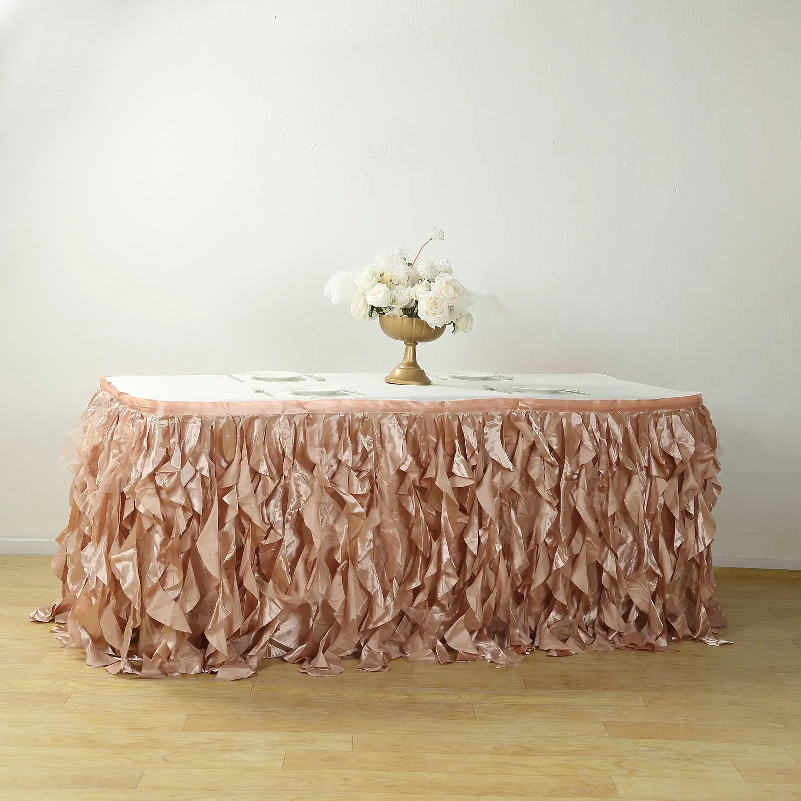 Taffeta Table Skirt 14ft Nude - Curly Willow Table Cover