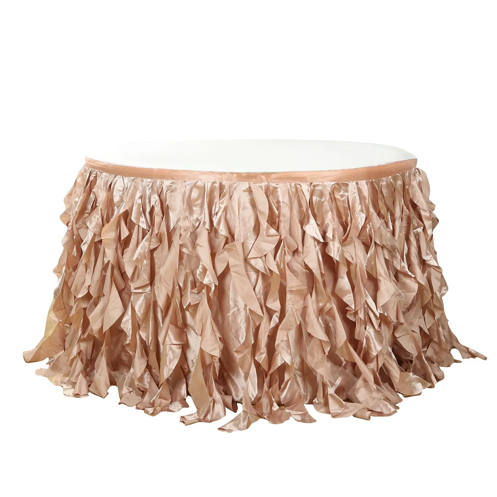 Taffeta Table Skirt 14ft Nude - Curly Willow Table Cover