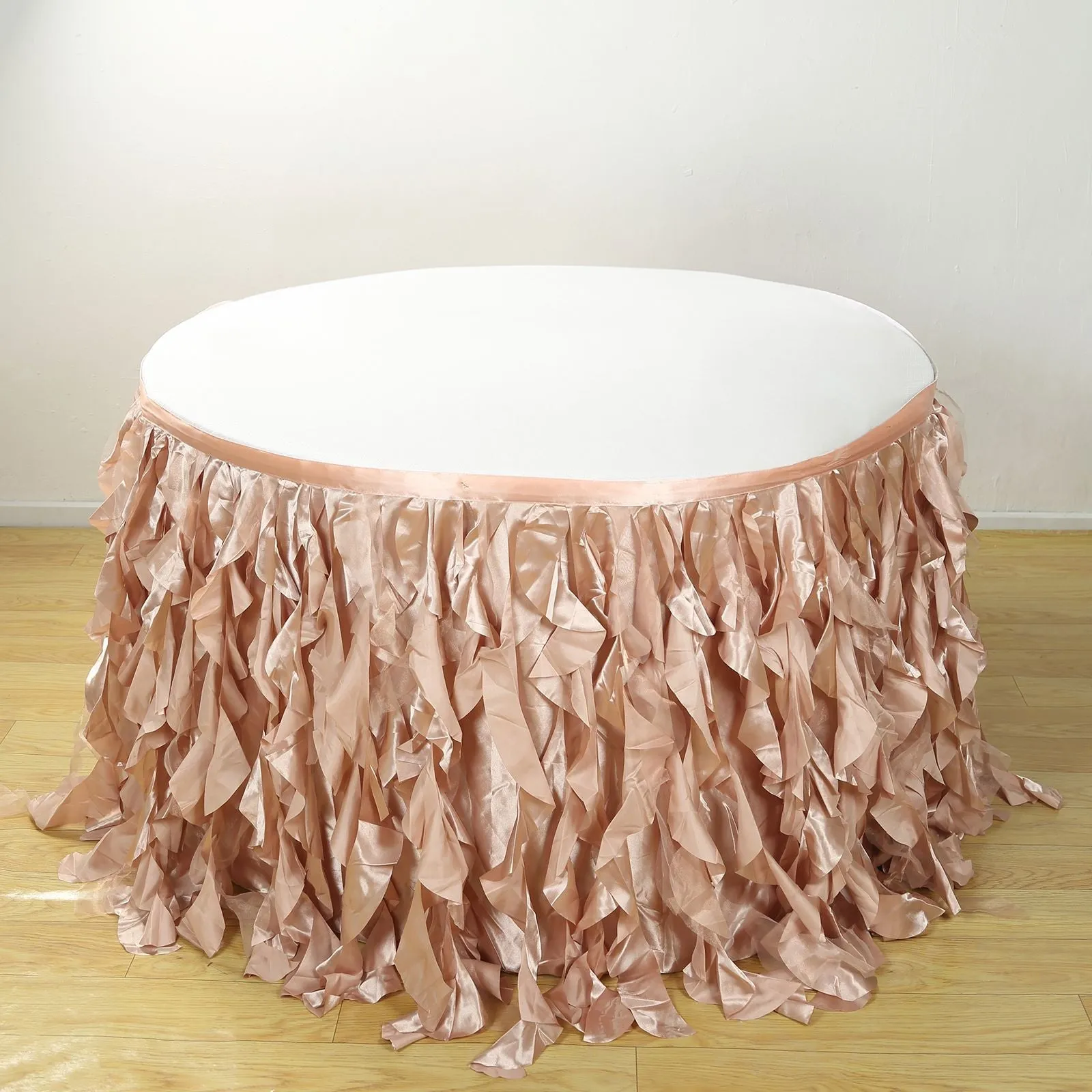 Taffeta Table Skirt 14ft Nude - Curly Willow Table Cover
