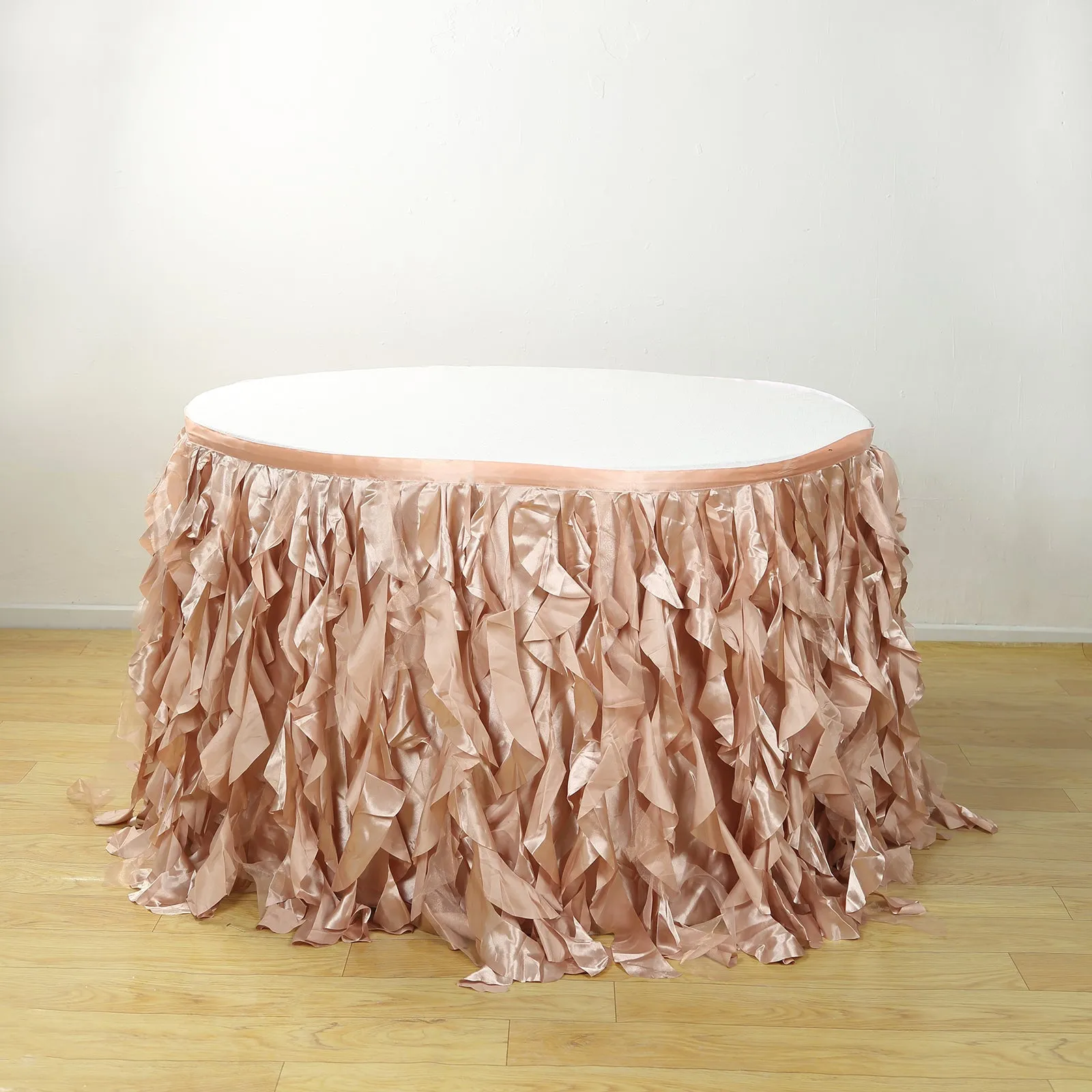 Taffeta Table Skirt 14ft Nude - Curly Willow Table Cover
