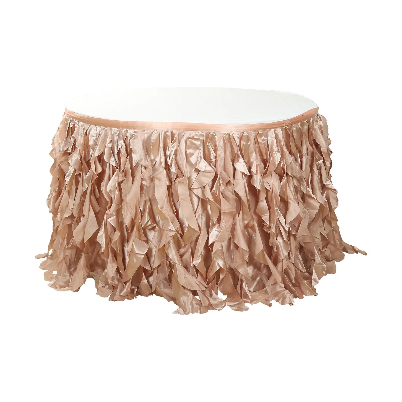 Taffeta Table Skirt 14ft Nude - Curly Willow Table Cover