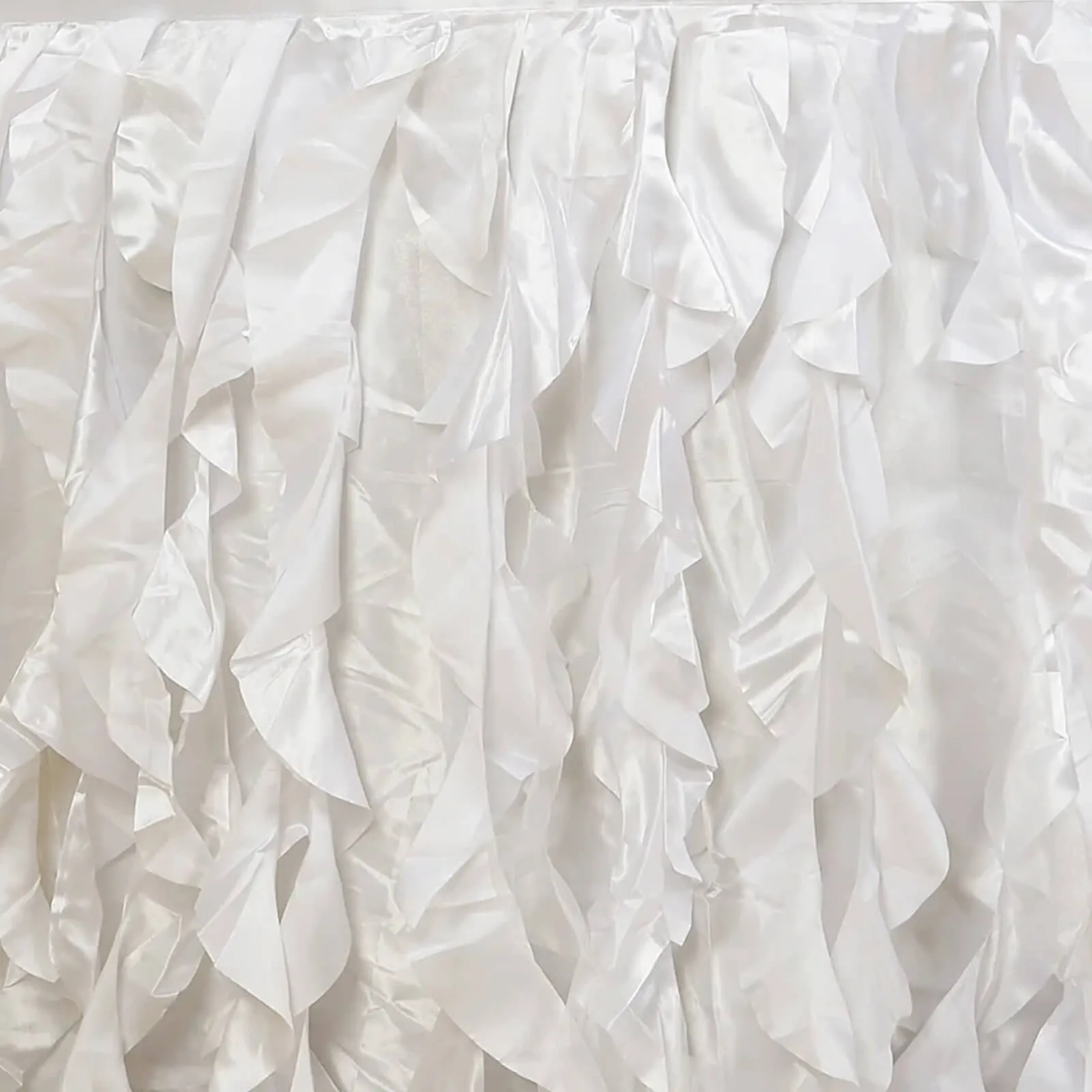 Taffeta Table Skirt 14ft White - Curly Willow Design for Stylish & Versatile Event Table Cover