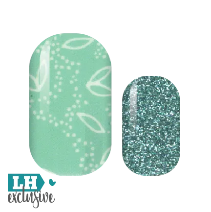 Teal Floral Glitz Nail Wraps