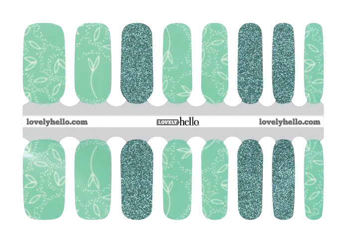 Teal Floral Glitz Nail Wraps