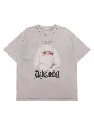 Thesupermade Portrait Washed Distressed Street Rap T-shirt