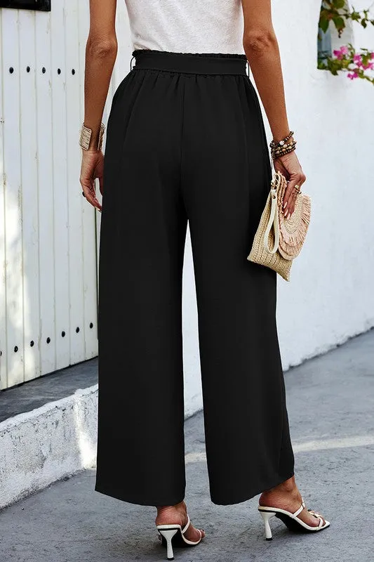 Wide Leg Palazzo Pants - Black