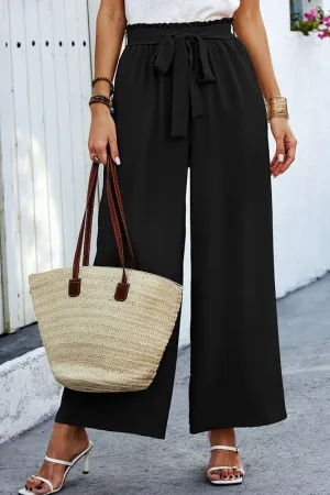 Wide Leg Palazzo Pants - Black
