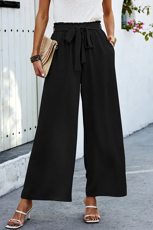Wide Leg Palazzo Pants - Black