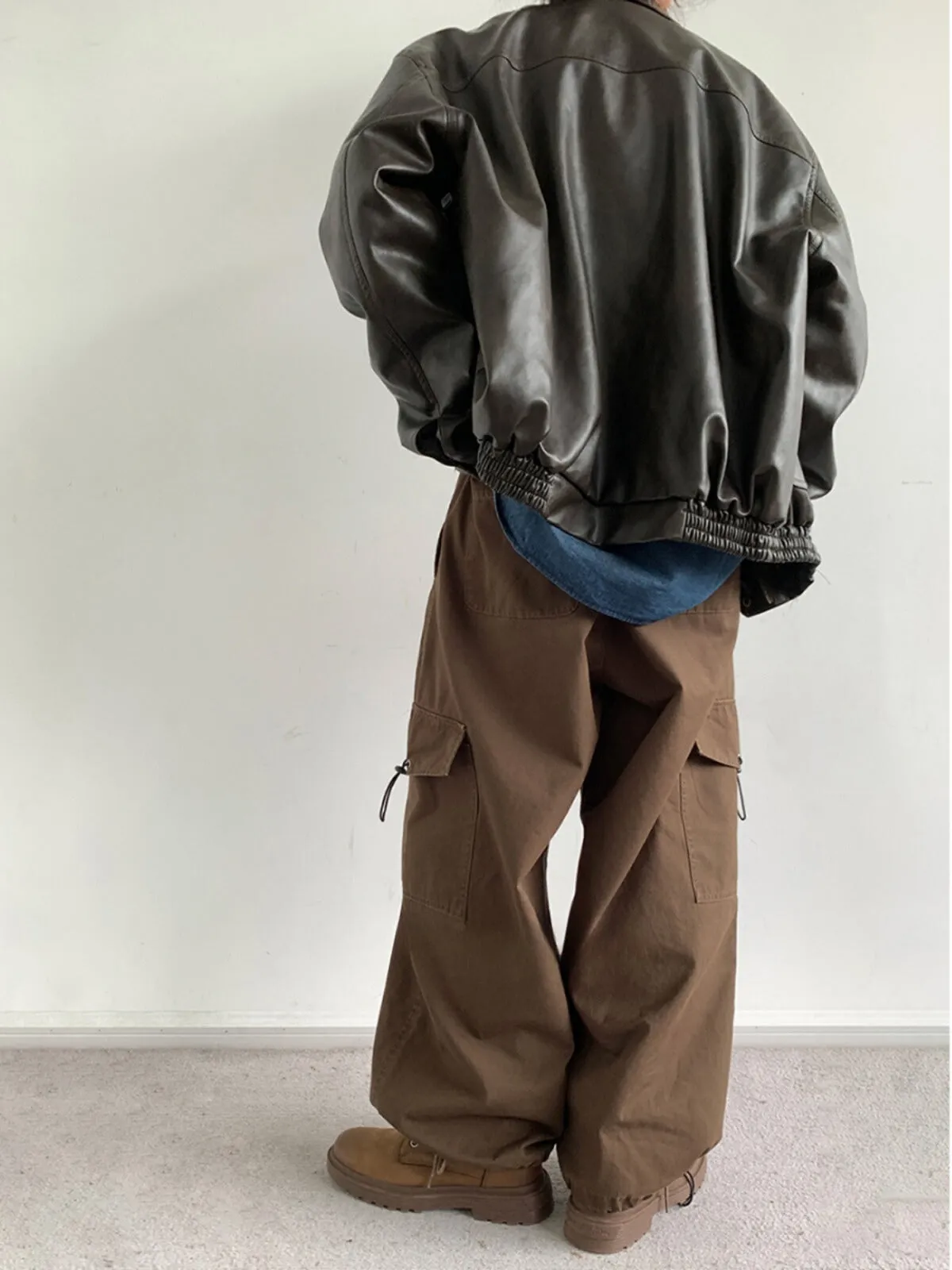 WLS Retro Brown Wide Leg Loose Pants