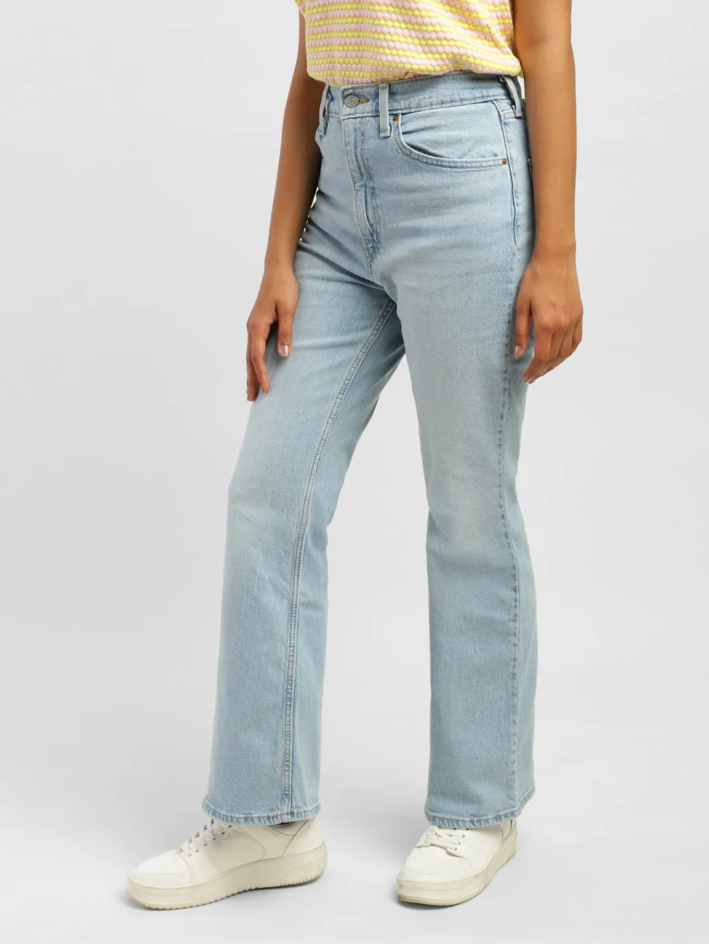 Women's 70s Blue Flared Fit High Rise Jeans