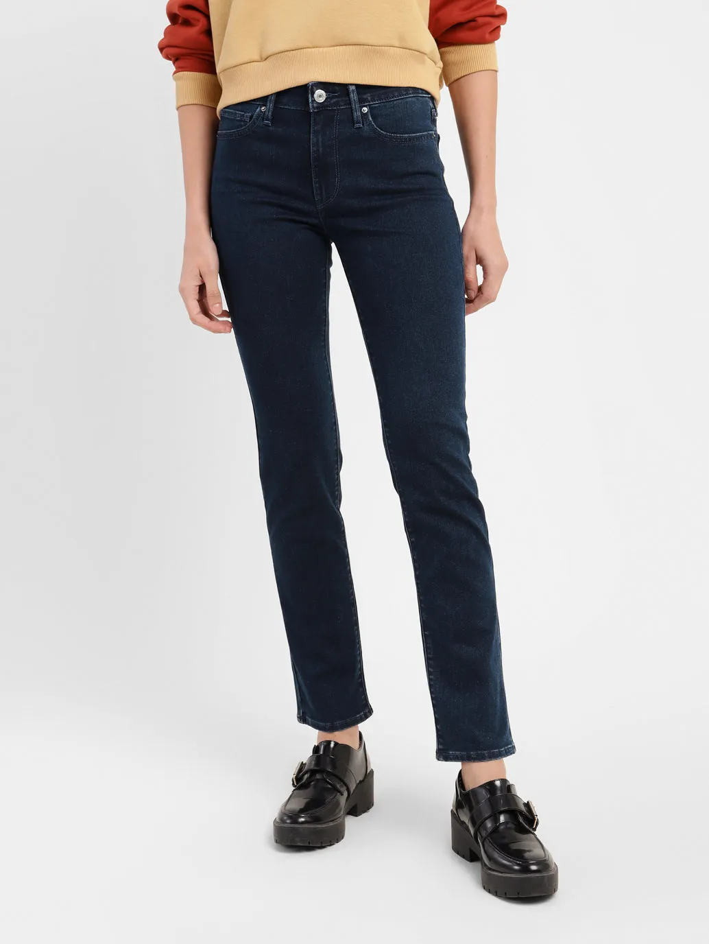Women's 712 Blue Slim Fit Mid Rise Jeans