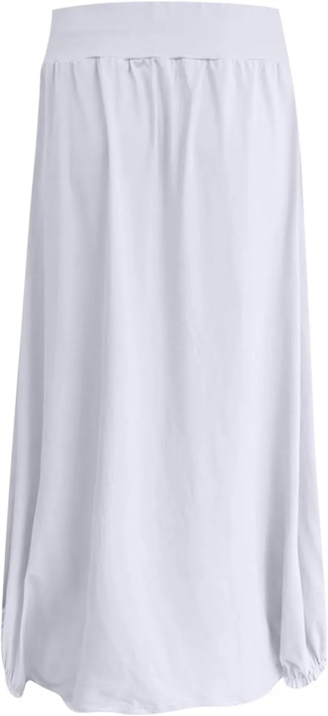 Womens Summer Long Maxi Skirt Solid A Line Pleated Elastic Waist Skirts 2025 Trendy Casual Beach Skorts with Pockets