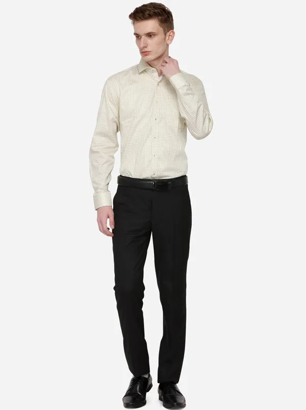Yellow & Black Printed Regular Fit Formal Shirt | JadeBlue