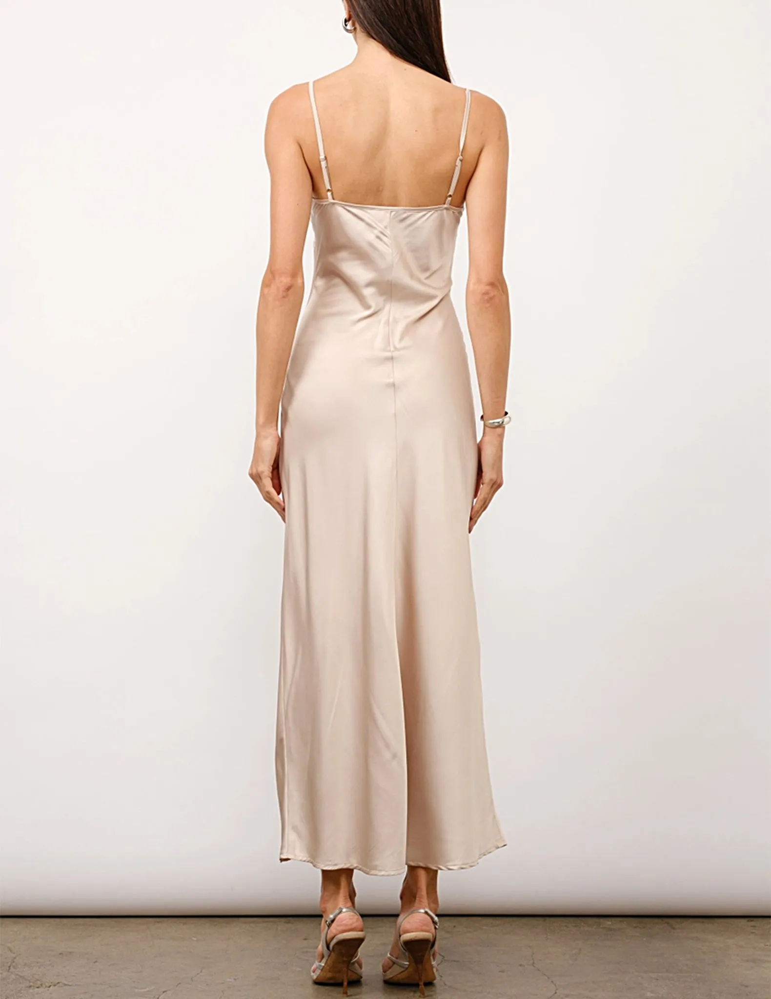 Zaria Embroidered Satin Slip Dress
